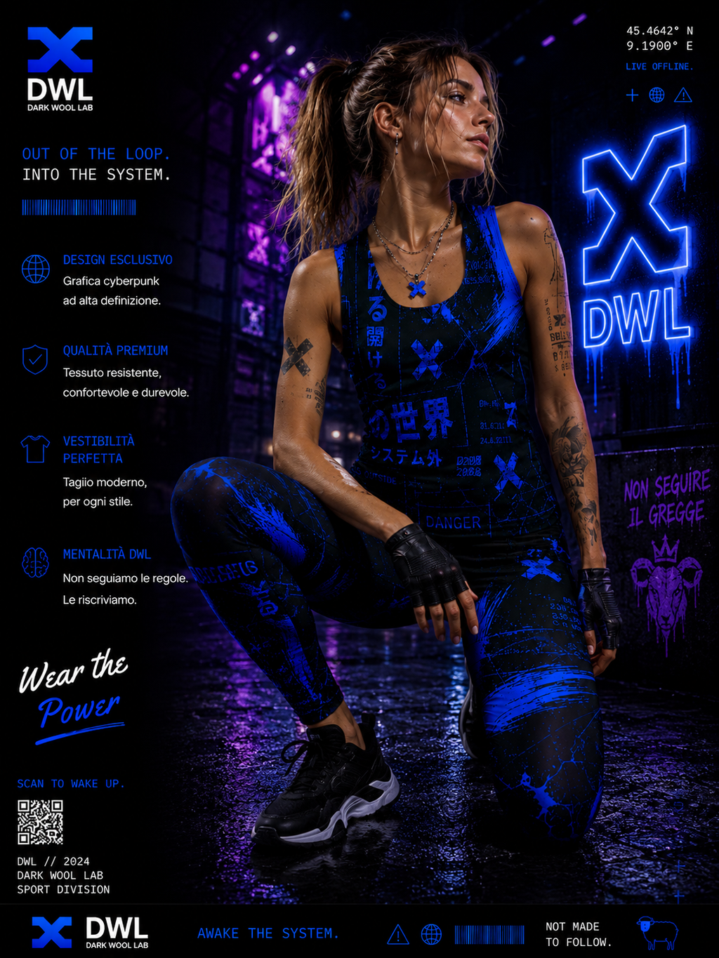 Leggings Donna Stampa Integrale DWL FANTASY BLUE SIGNAL