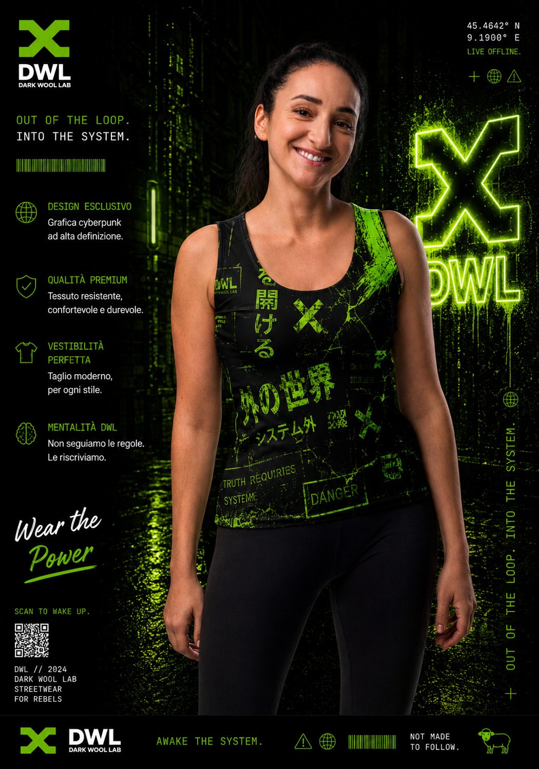 Sublimation Cut & Sew Tank Top DWL FANTASY Toxic Green
