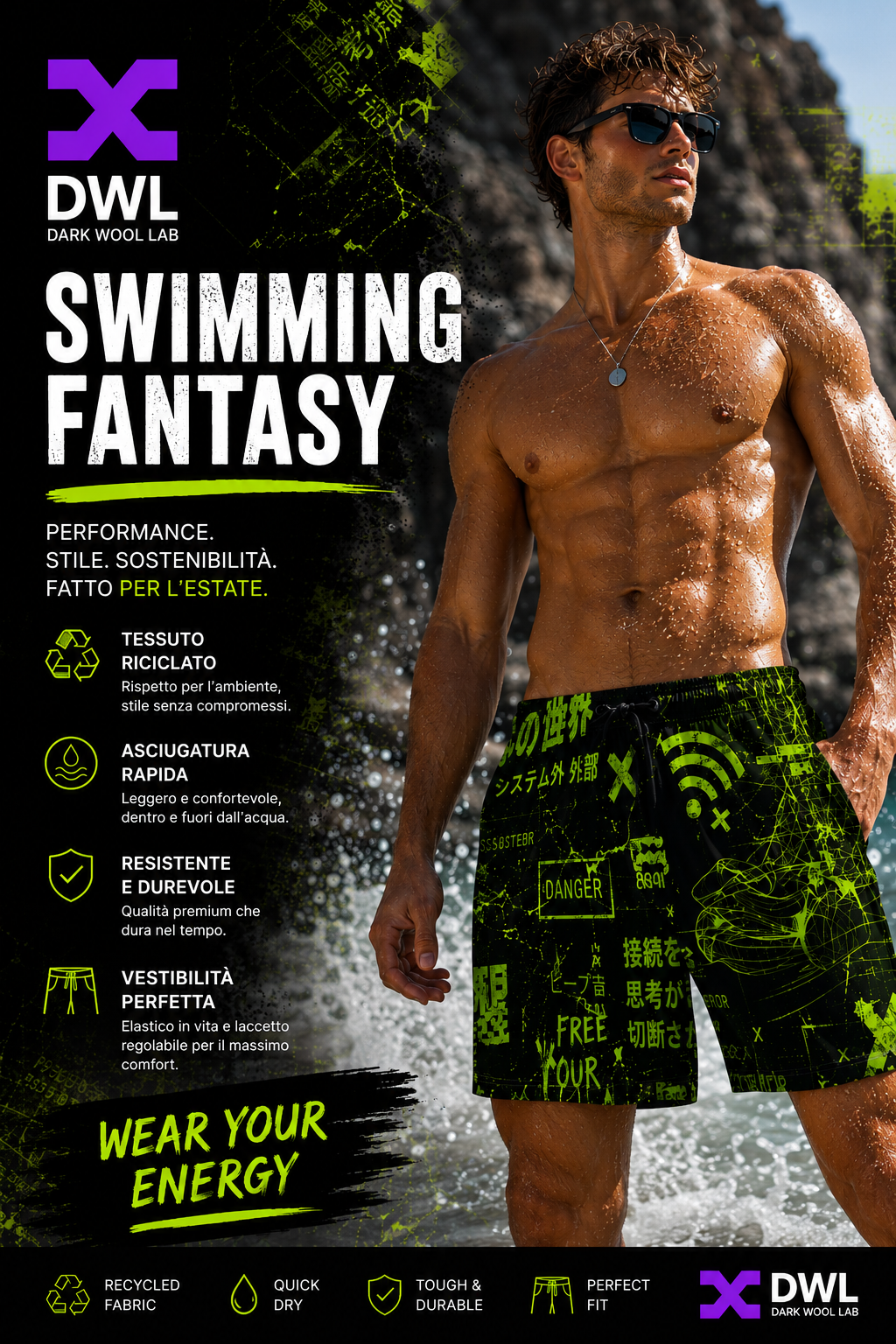 Recycled Swim Trunks DWL SWIMMING FANTASY