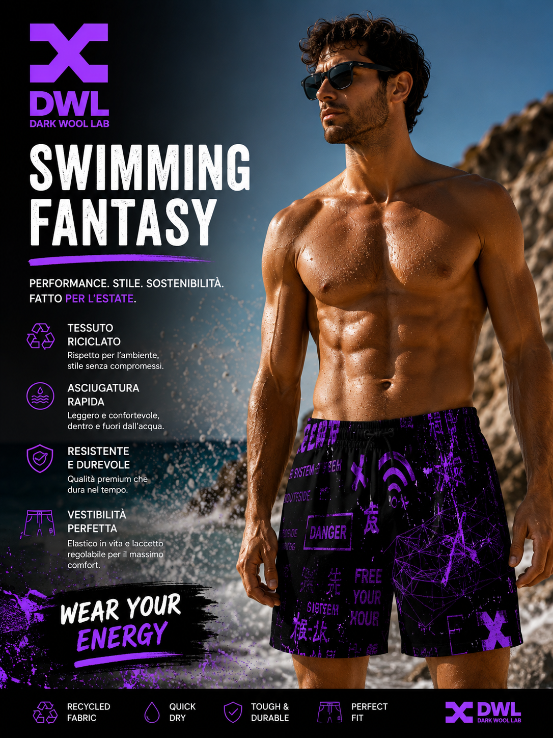Recycled Swim Trunks DWL SWIMMING FANTASY